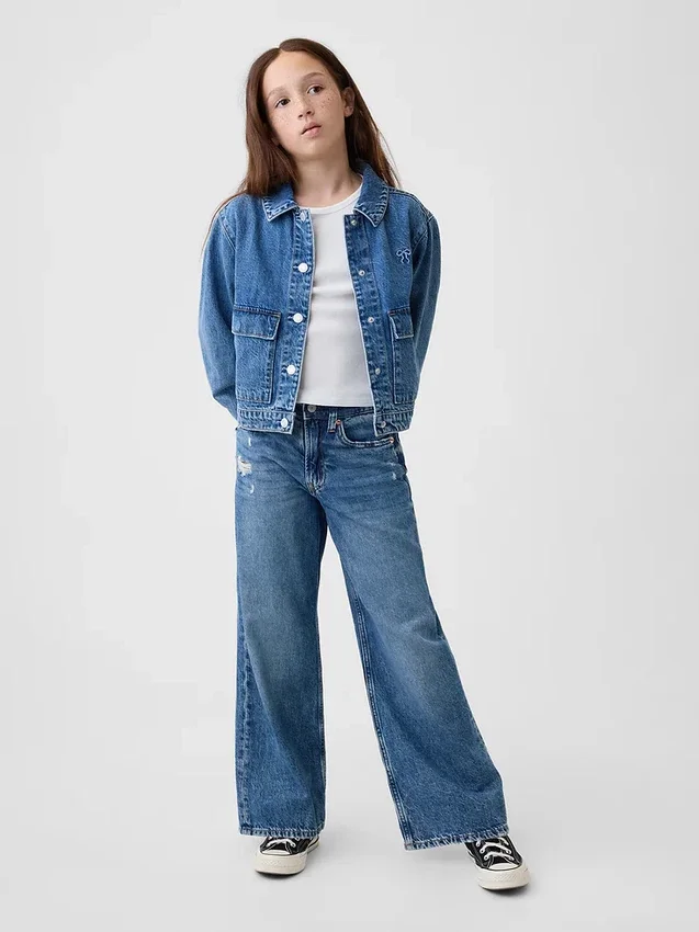 Denimjakke med påsydde lommer for barn