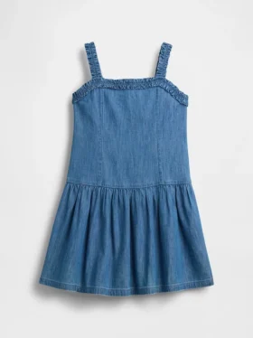 Denimkjole med lav midje for barn