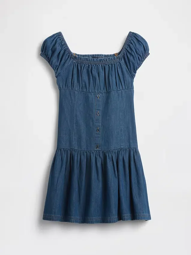 Denimkjole med lav midje for barn
