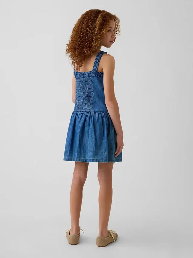Denimkjole med lav midje for barn