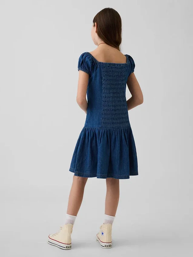 Denimkjole med lav midje for barn