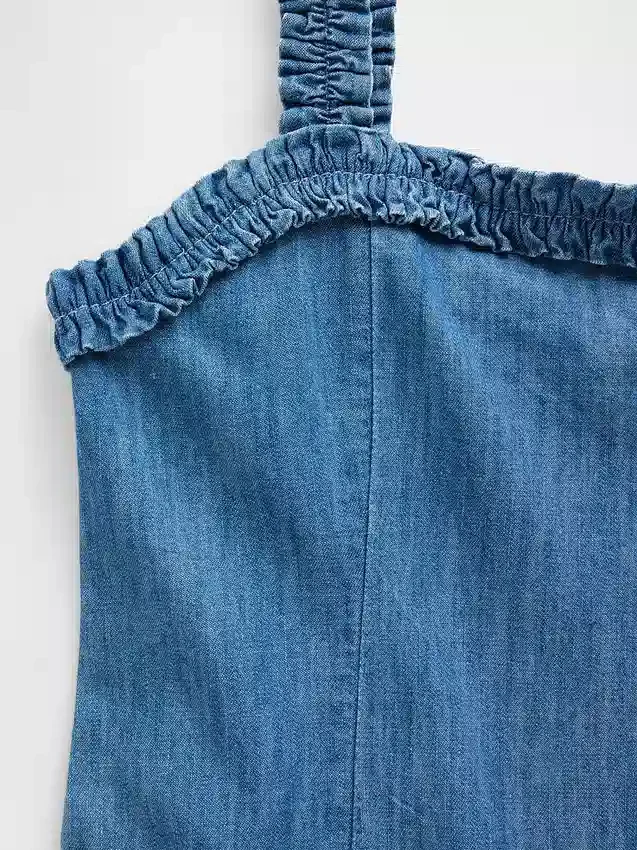 Denimkjole med lav midje for barn