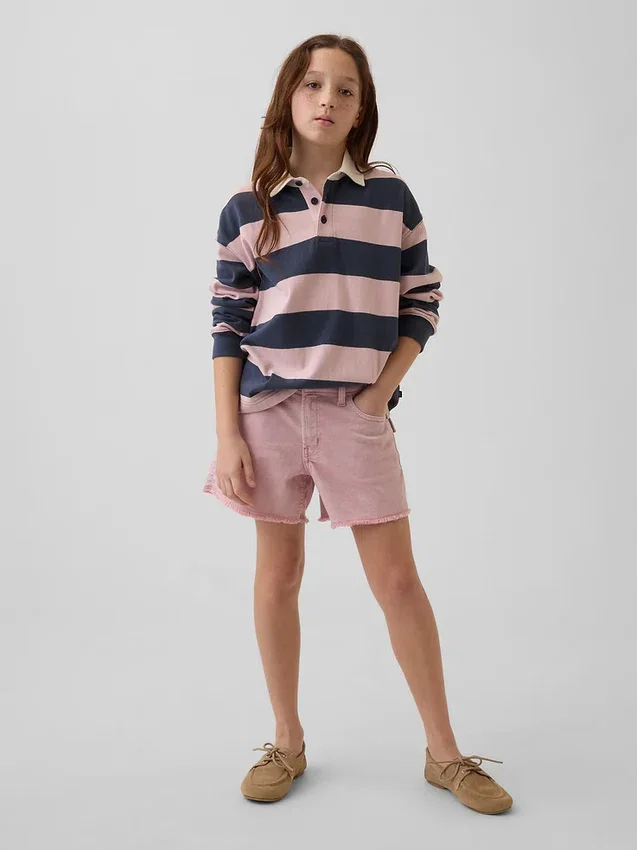 Denimshorts med lav midje og vid benbredde for barn