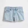 Denimshorts med lav midje og vid benbredde for barn