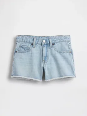 Denimshorts med lav midje og vid benbredde for barn