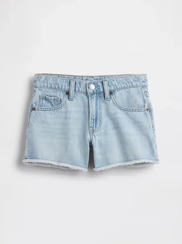 Denimshorts med lav midje og vid benbredde for barn
