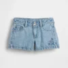 Denimshorts med lav midje og vid benbredde for barn
