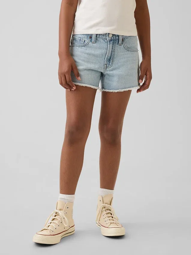 Denimshorts med lav midje og vid benbredde for barn