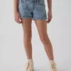 Denimshorts med lav midje og vid benbredde for barn