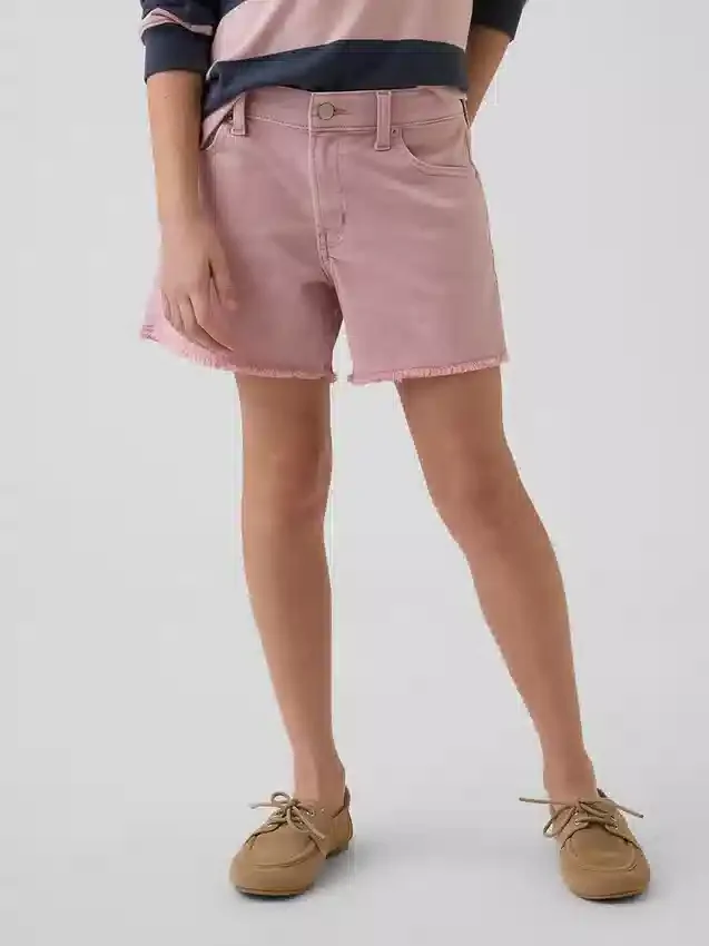 Denimshorts med lav midje og vid benbredde for barn