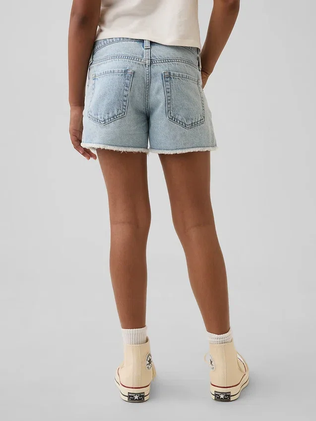 Denimshorts med lav midje og vid benbredde for barn