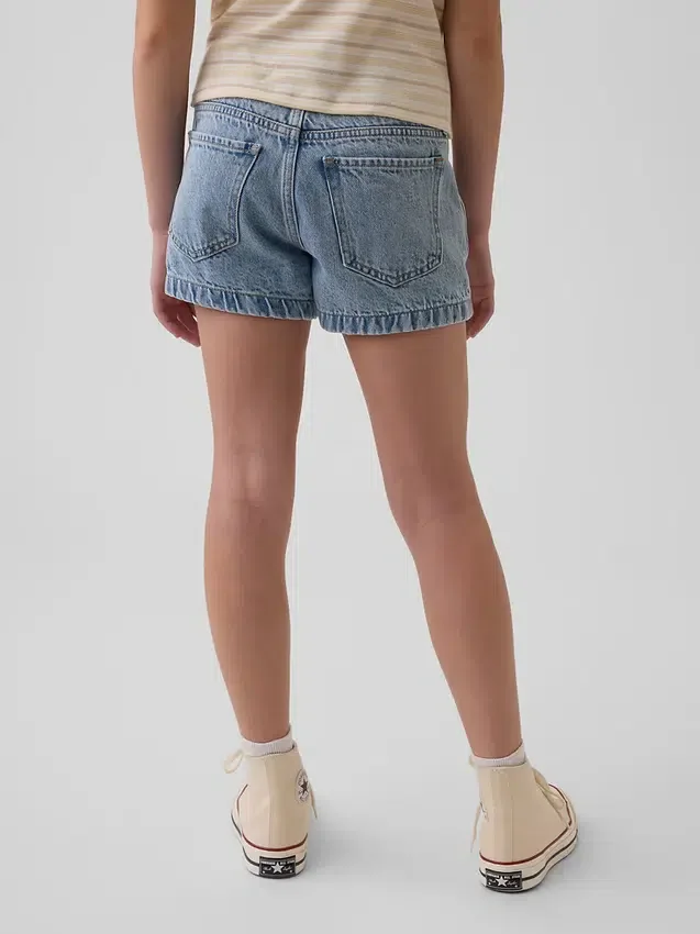 Denimshorts med lav midje og vid benbredde for barn