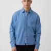 Denimskjorte med avslappet, rett kant