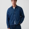 Denimskjorte med avslappet, rett kant
