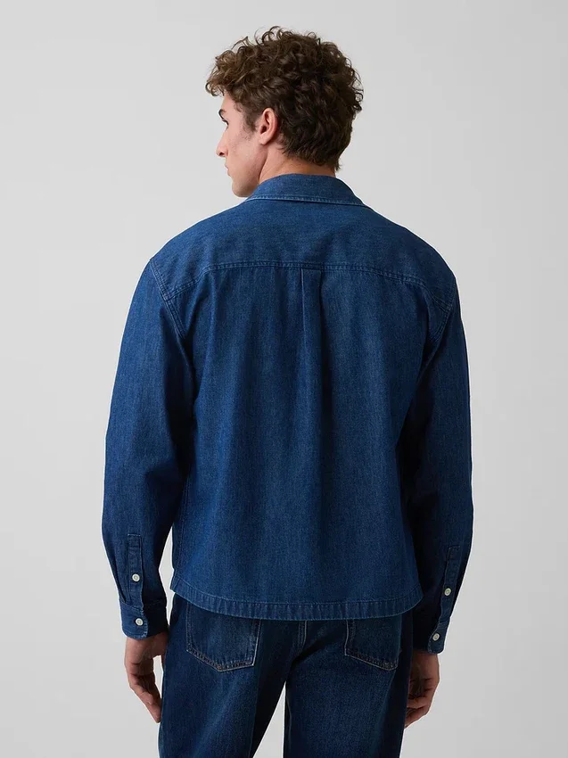 Denimskjorte med avslappet, rett kant