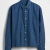 Denimskjorte med avslappet, rett kant