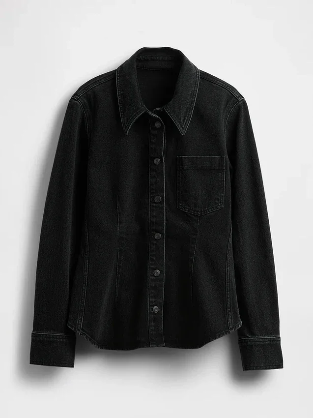 Denimskjorte med innsvingte sømmer