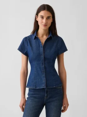 Denimskjorte med kappeærmer