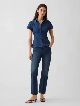 Denimskjorte med kappeærmer