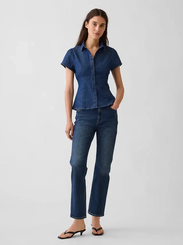 Denimskjorte med kappeærmer