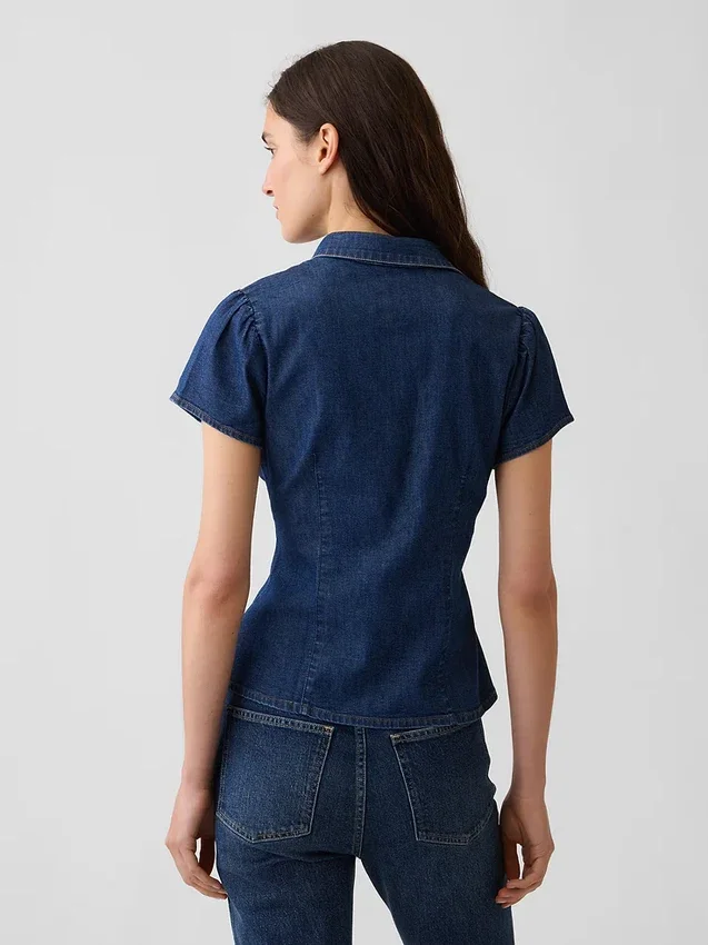 Denimskjorte med kappeærmer