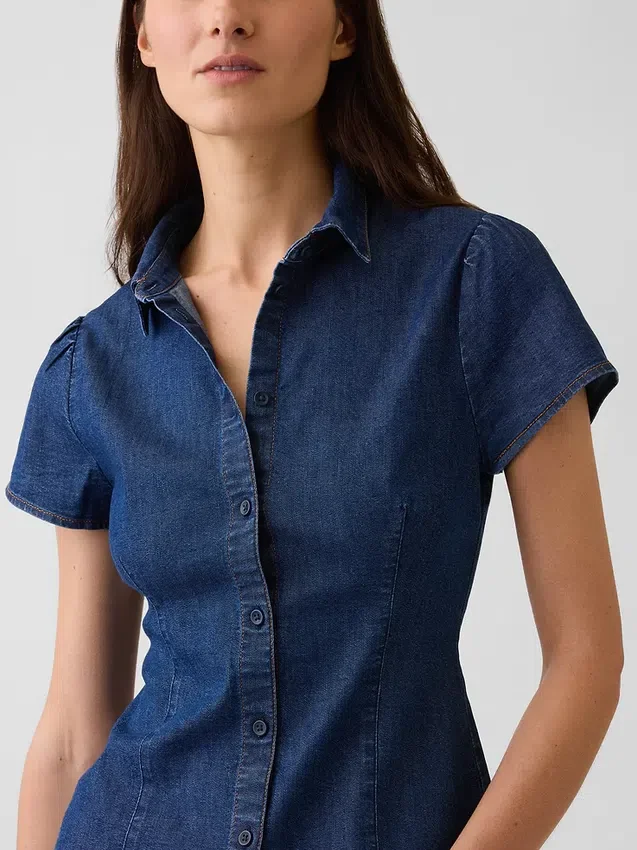 Denimskjorte med kappeærmer