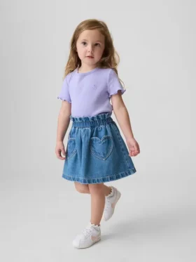 Denimskjørt med hjerteformede lommer for Baby og Småbarn