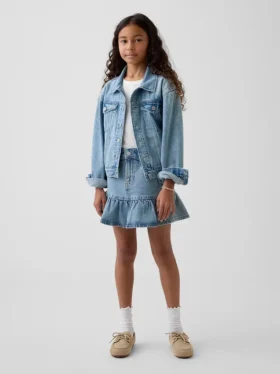 Denimskjørt med volanger for barn