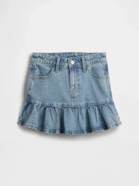Denimskjørt med volanger for barn