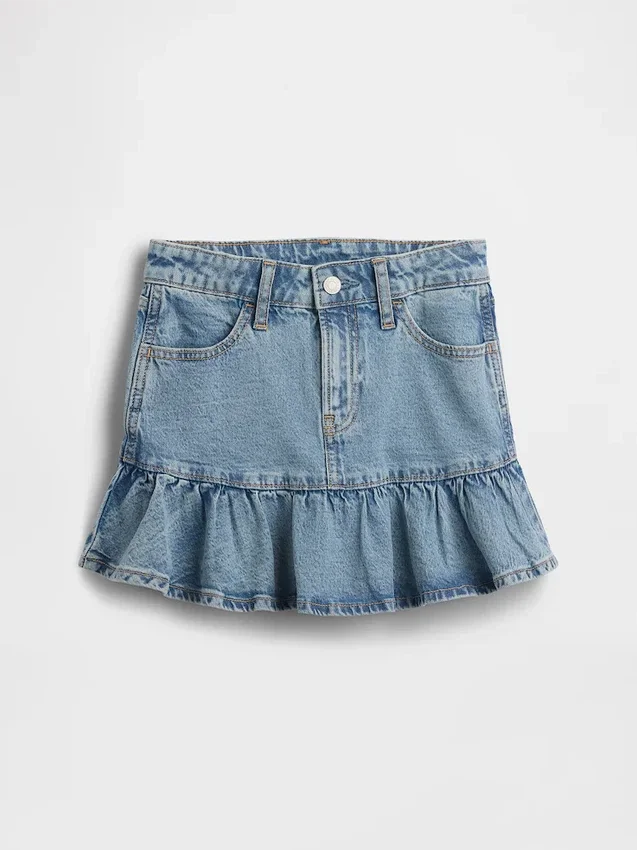 Denimskjørt med volanger for barn