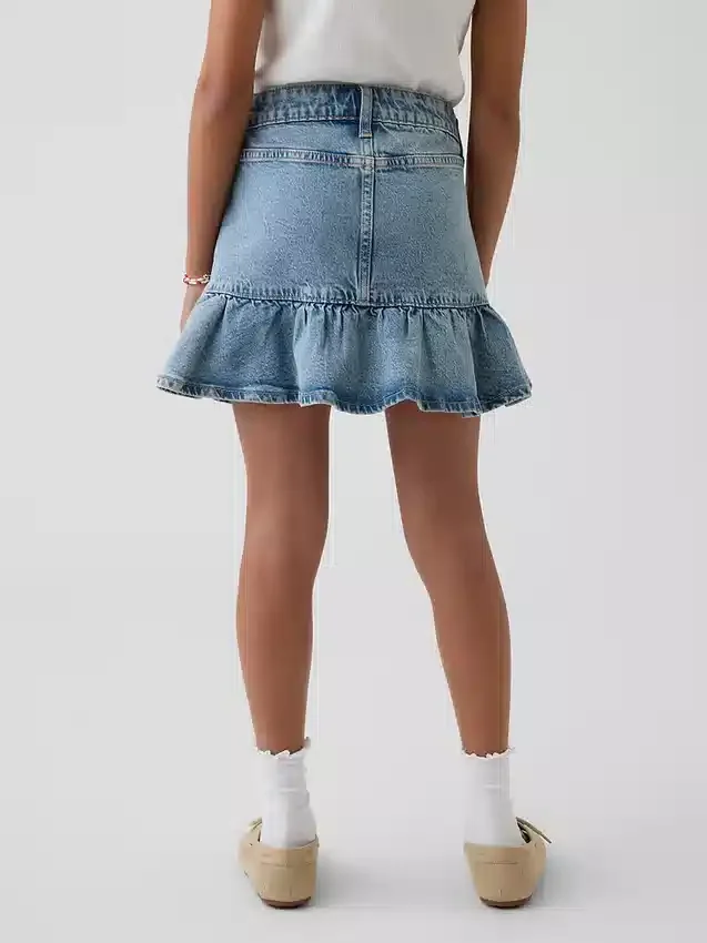 Denimskjørt med volanger for barn