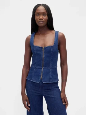 Denimvest med glidelås