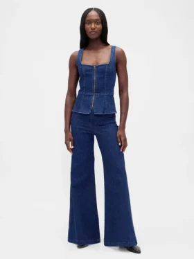 Denimvest med glidelås