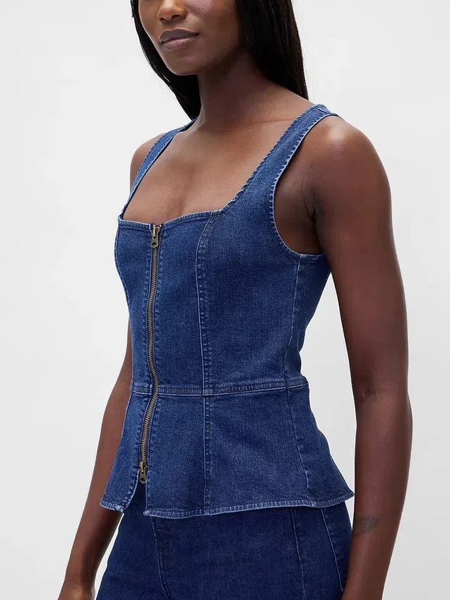 Denimvest med glidelås