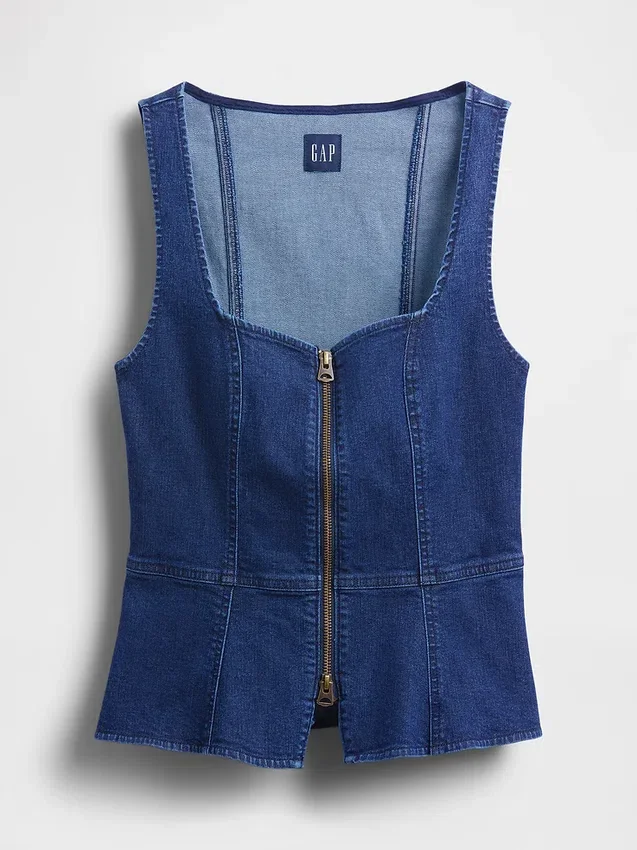Denimvest med glidelås