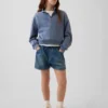 Dolphin-shorts i denim med høy midje for barn