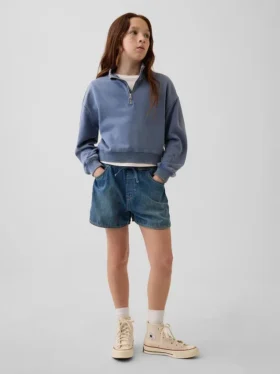 Dolphin-shorts i denim med høy midje for barn