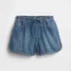 Dolphin-shorts i denim med høy midje for barn