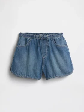 Dolphin-shorts i denim med høy midje for barn