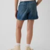 Dolphin-shorts i denim med høy midje for barn