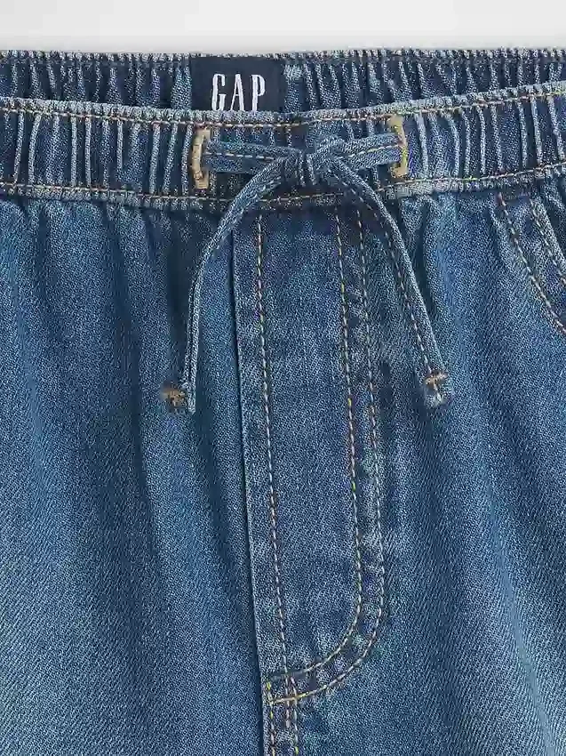 Dolphin-shorts i denim med høy midje for barn