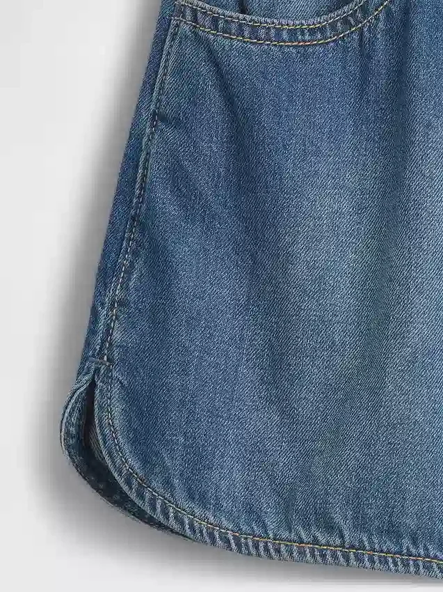 Dolphin-shorts i denim med høy midje for barn