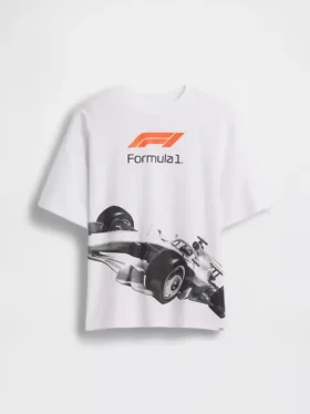 Formel 1-T-skjorte med grafikk i oversized-modell for barn