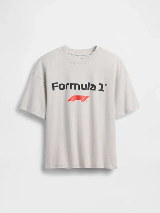 Formel 1-T-skjorte med grafikk i oversized-modell for barn
