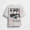Formel 1-T-skjorte med grafikk i oversized-modell for barn
