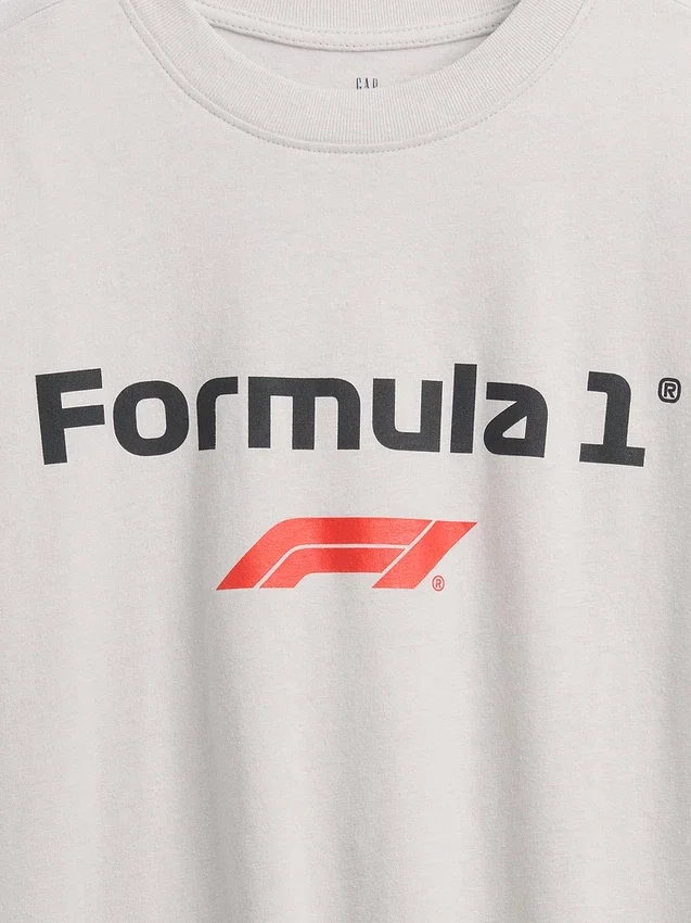 Formel 1-T-skjorte med grafikk i oversized-modell for barn