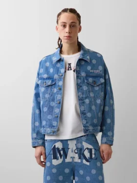 GAP × Awake NY Oversized prikkete ikon-jeansjakke