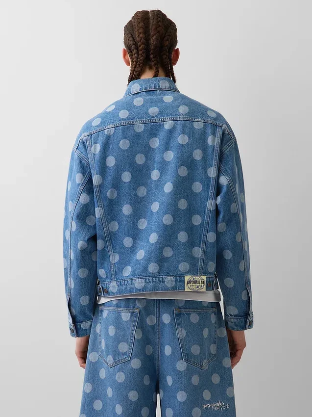 GAP × Awake NY Oversized prikkete ikon-jeansjakke