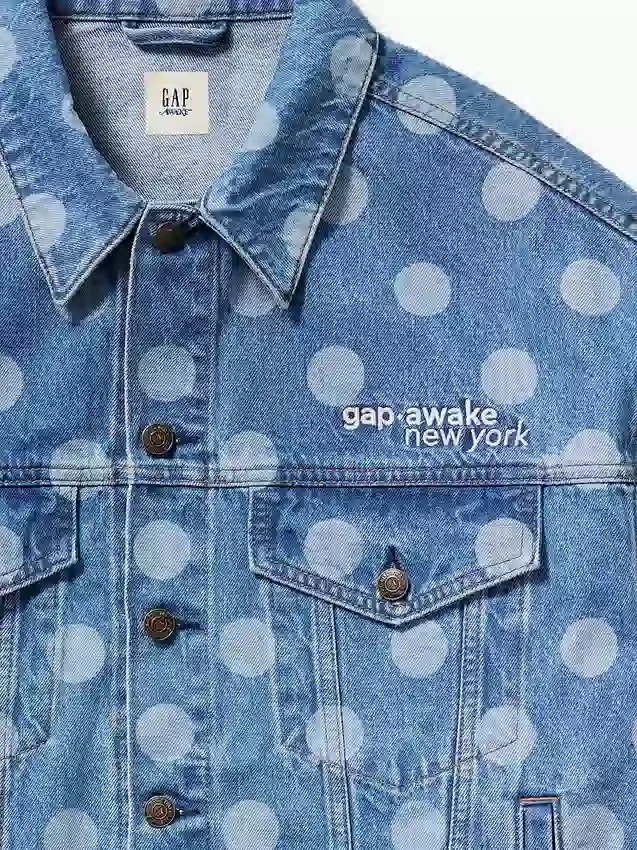 GAP × Awake NY Oversized prikkete ikon-jeansjakke