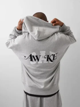 GAP × Awake NY tykk, oversized hettegenser med logo og glidelås